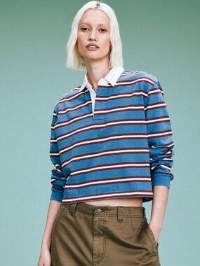 Retro style crop rugby shirt